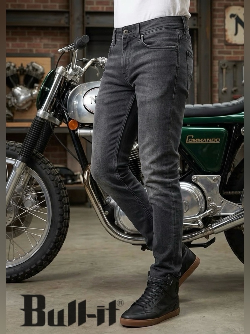 Men's Slim Fit Grey Jeans with Kevlar